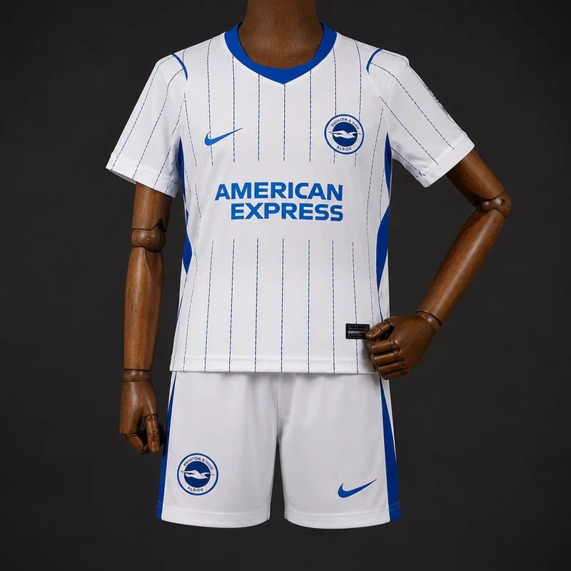 26/27 Kids Brighton Hove Albion Away White Jersey Kit - Kids - Free Personalisation + Patches