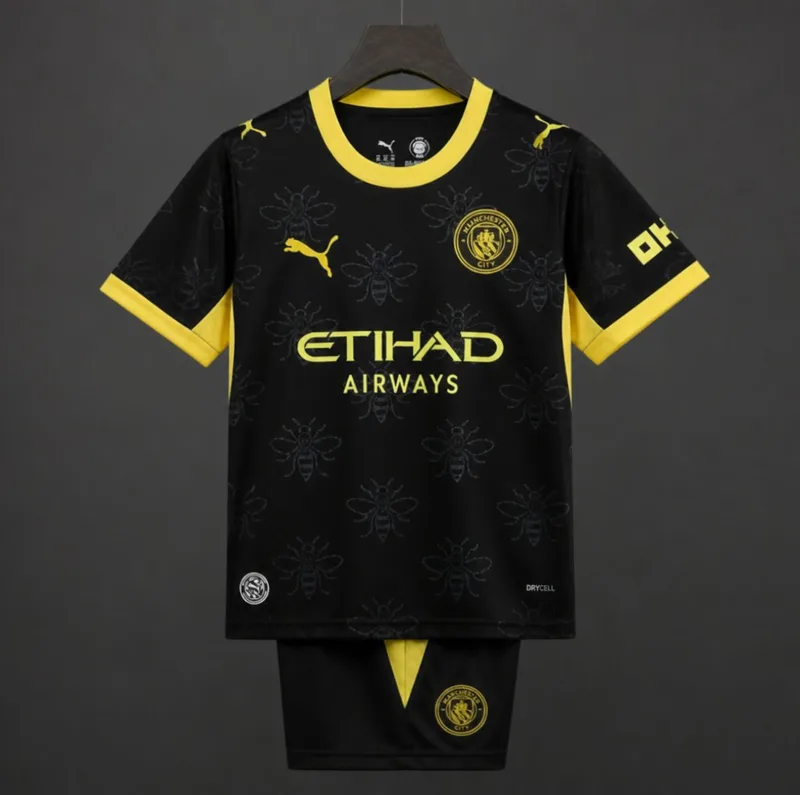26/27 Kids Manchester City Away Black Jersey Kit