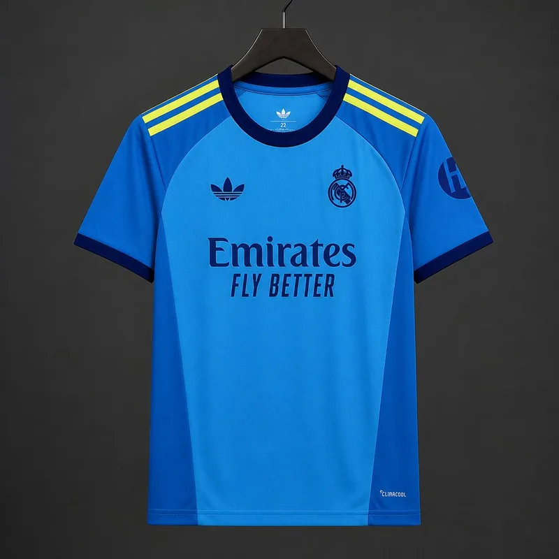 26/27 Real Madrid Goalkeeper Away Blue Jersey - Adults - Free Personalisation + Patches!