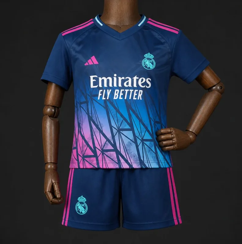 26/27 Kids Real Madrid Blue Special Edition Jersey Kit - Kids - Free Personalisation + Patches!