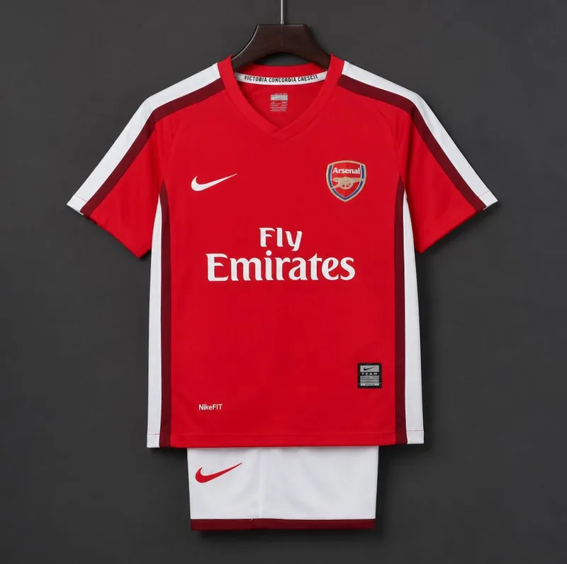 Retro 08/10 Kids Arsenal Red Home Jersey Kit