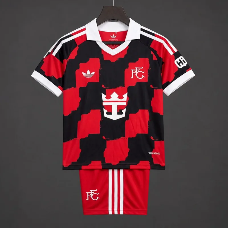 26/27 Kids Fulham Away Red Black Kits Jersey - Kids - Free Personalisation + Patches!