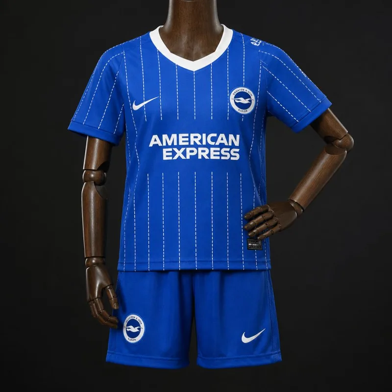 26/27 Kids Brighton Hove Aibion Home Blue Jersey Kit - Kids - Free Personalisation + Patches