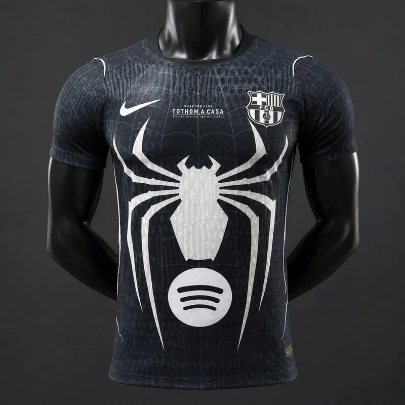 26/27 Barcelona x Spider-Man Black Special Edition Jersey Skin Fit - Adults - Free Personalisation + Patches!