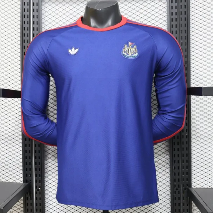 26/27 Newcastle United Blue 1990 Vintage Remake Long Sleeve Away Jersey Skin Fit