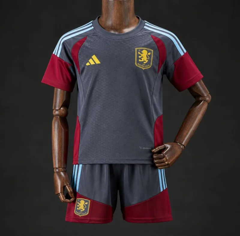 26/27 Kids Aston Villa Grey & Claret Training Kit Jersey - Kids - Free Personalisation + Patches!