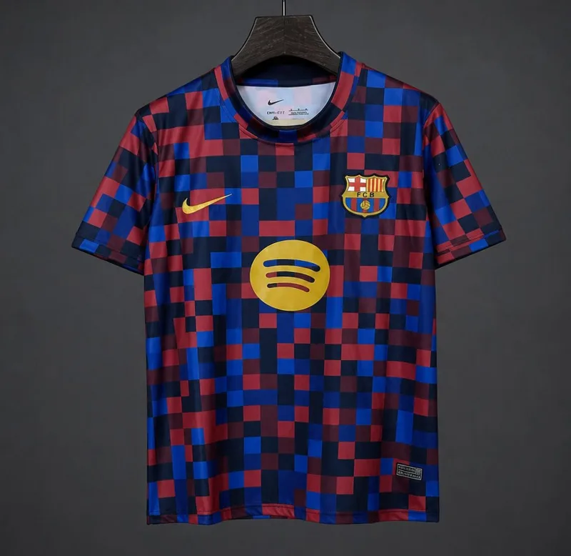 26/27 Barcelona Pre-Match Shirt Pixelated Blaugrana Jersey - Adults - Free Personalisation + Patches!