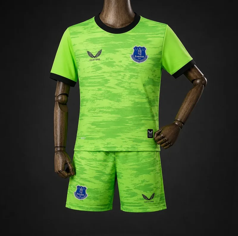 26/27 Kids Everton Green Goalkeeper Home Jersey Kit - Kids - Free Personalisation + Patches!