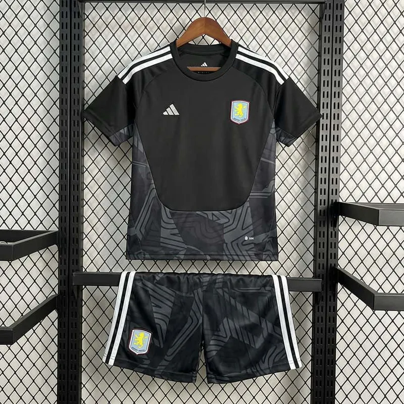 Aston Villa 2026-27 Black Goalkeeper Kids Kit - Kids - Free Personalisation + Patches!