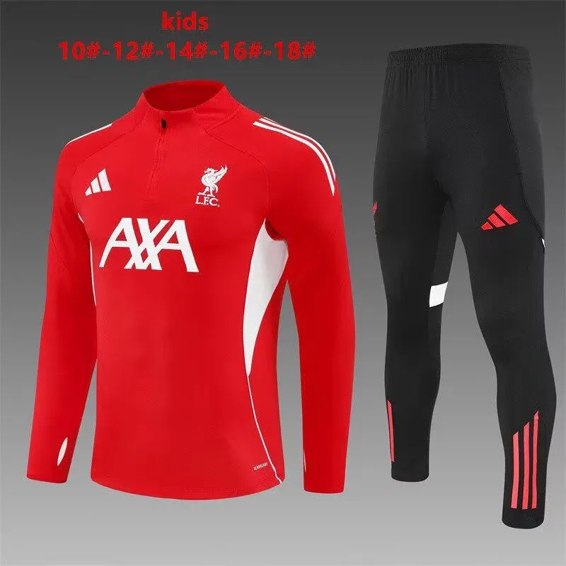 Liverpool Red/White Warm Up Tracksuit - Kids and
