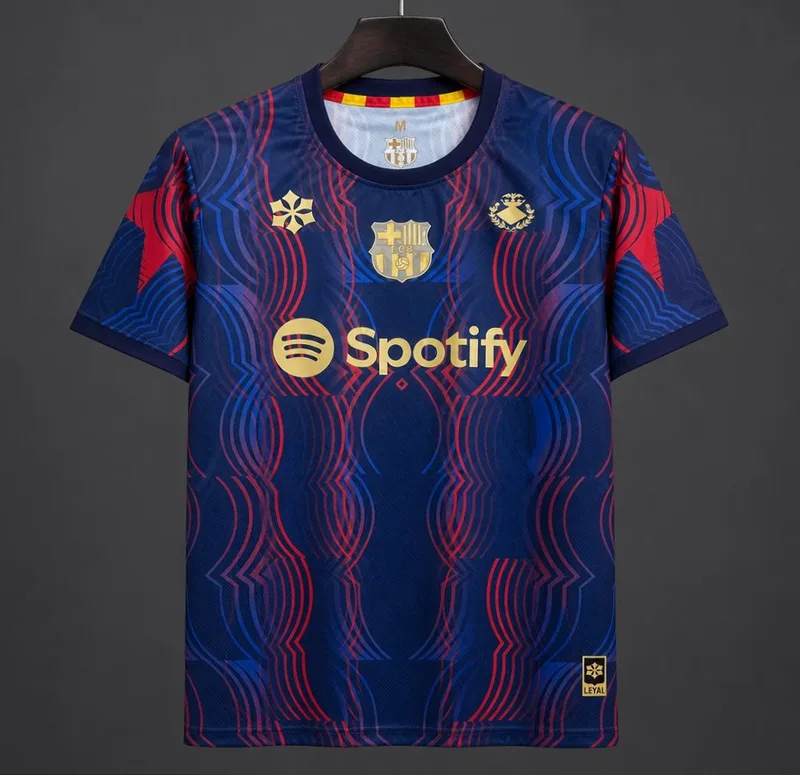 26/27 Barcelona Pre-Match Dark Blue/Red/Gold Jersey - Adults - Free Personalisation + Patches!