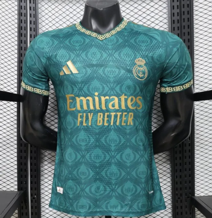 26/27 Real Madrid Green Gold Third Special Edition Jersey Skin Fit - Adults - Free Personalisation + Patches!