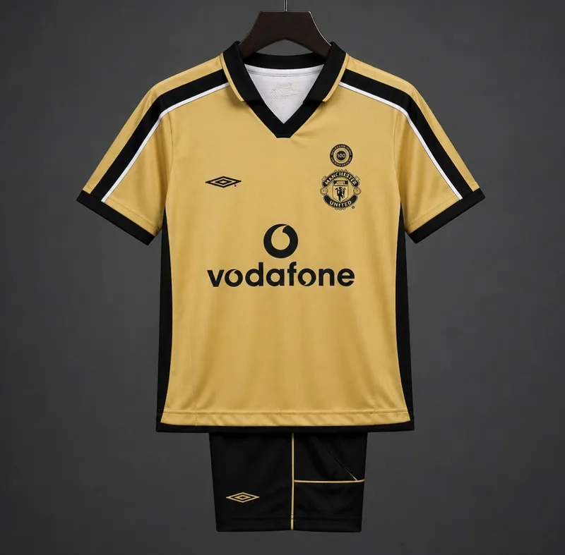 Retro Kids 01/02 Manchester United Centenary Golden Reversible Jersey