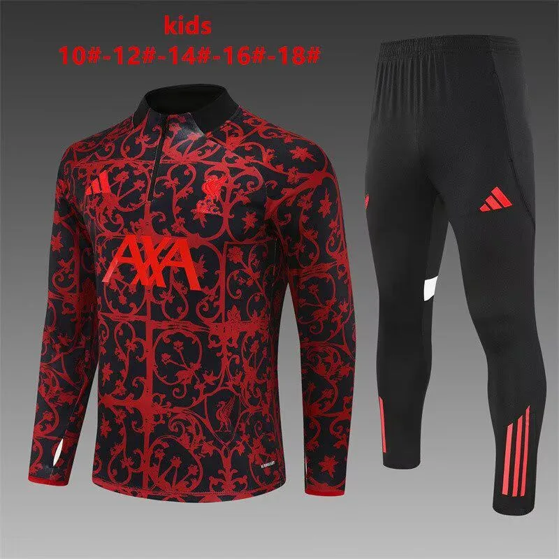 Liverpool Red/Black Warm Up Tracksuit - Kids and