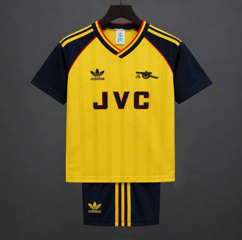 Retro Kids 88/90 Arsenal Yellow Away Jersey Kit