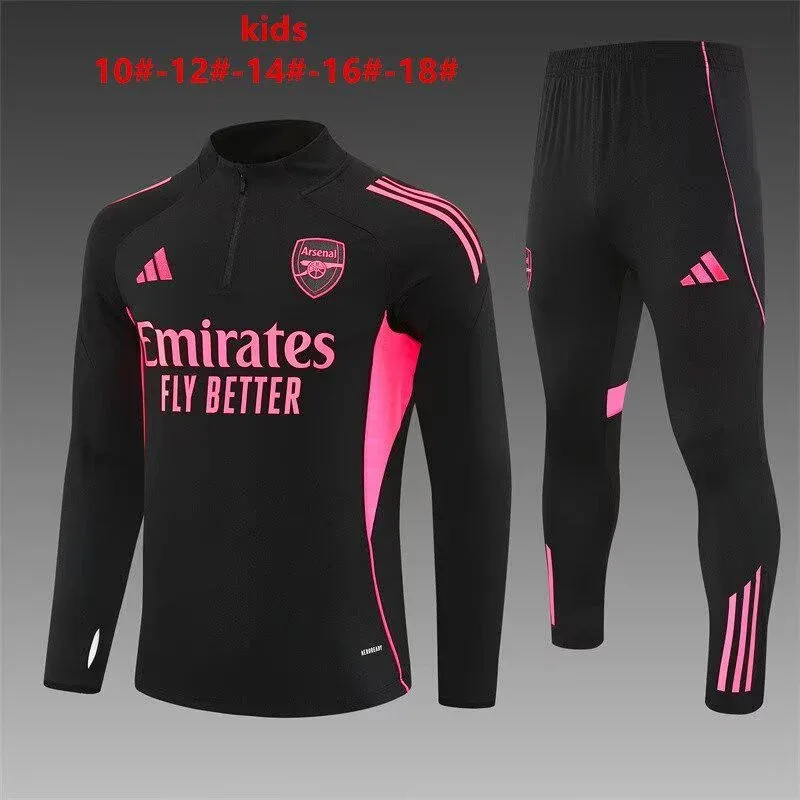 Arsenal Black/Pink Tracksuit - Kids and