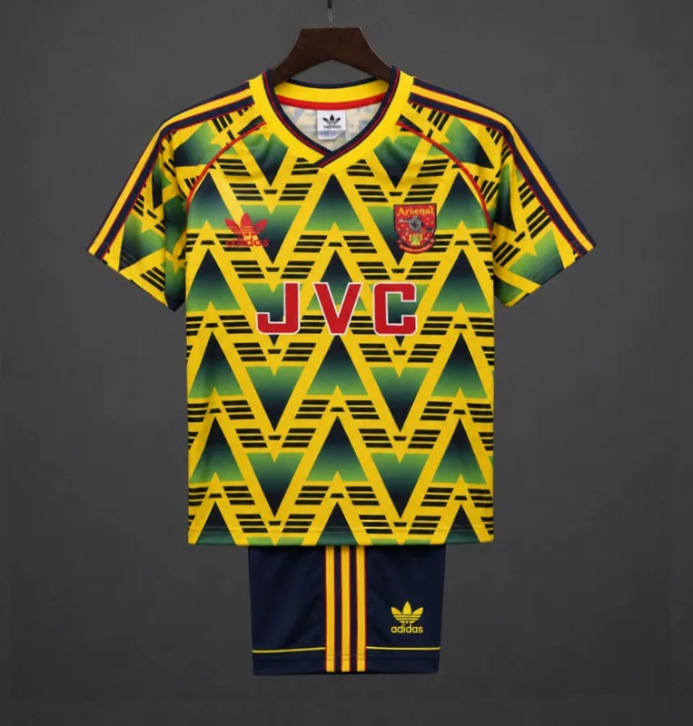 Retro Kids 91/93 Arsenal Away Jersey Kit - Kids - Free Personalisation Kit