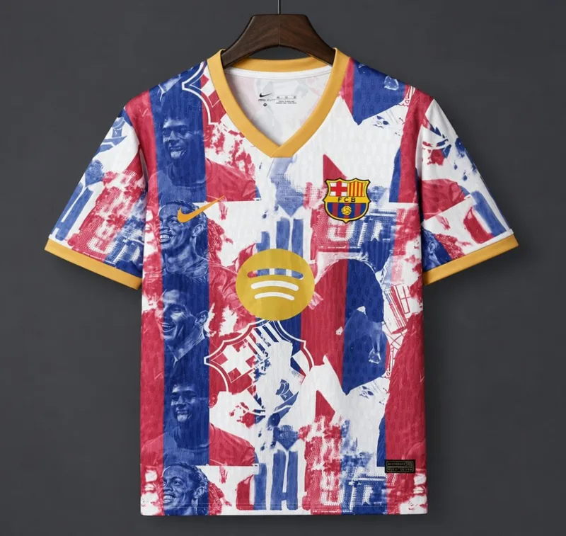 26/27 Barcelona Special "Legends" Graphic White/Blue/Red Commemorative Jersey - Adults - Free Personalisation + Patches!