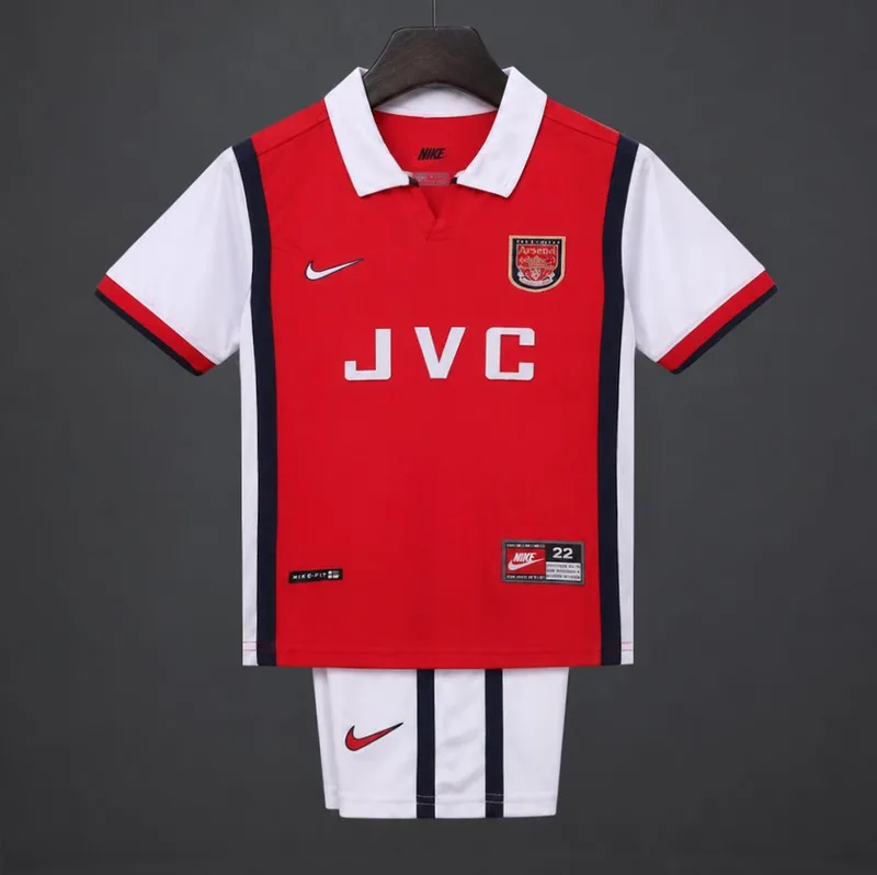Retro Kids 98/99 Arsenal Home Jersey Kit - Kids - Free Personalisation Kit