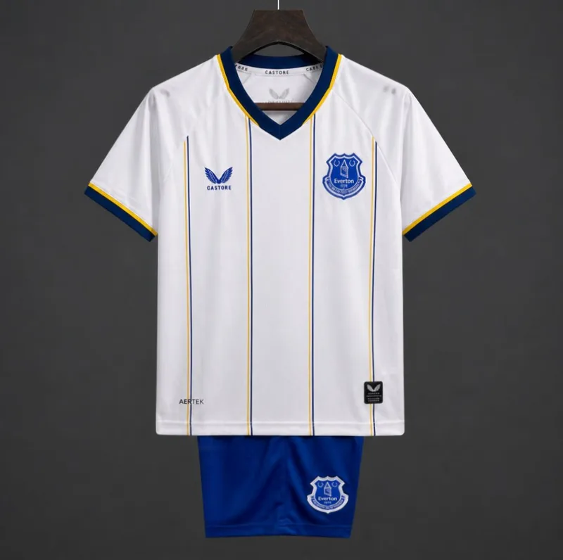 26/27 Everton Away White Jersey Kit - Kids - Free Personalisation + Patches!