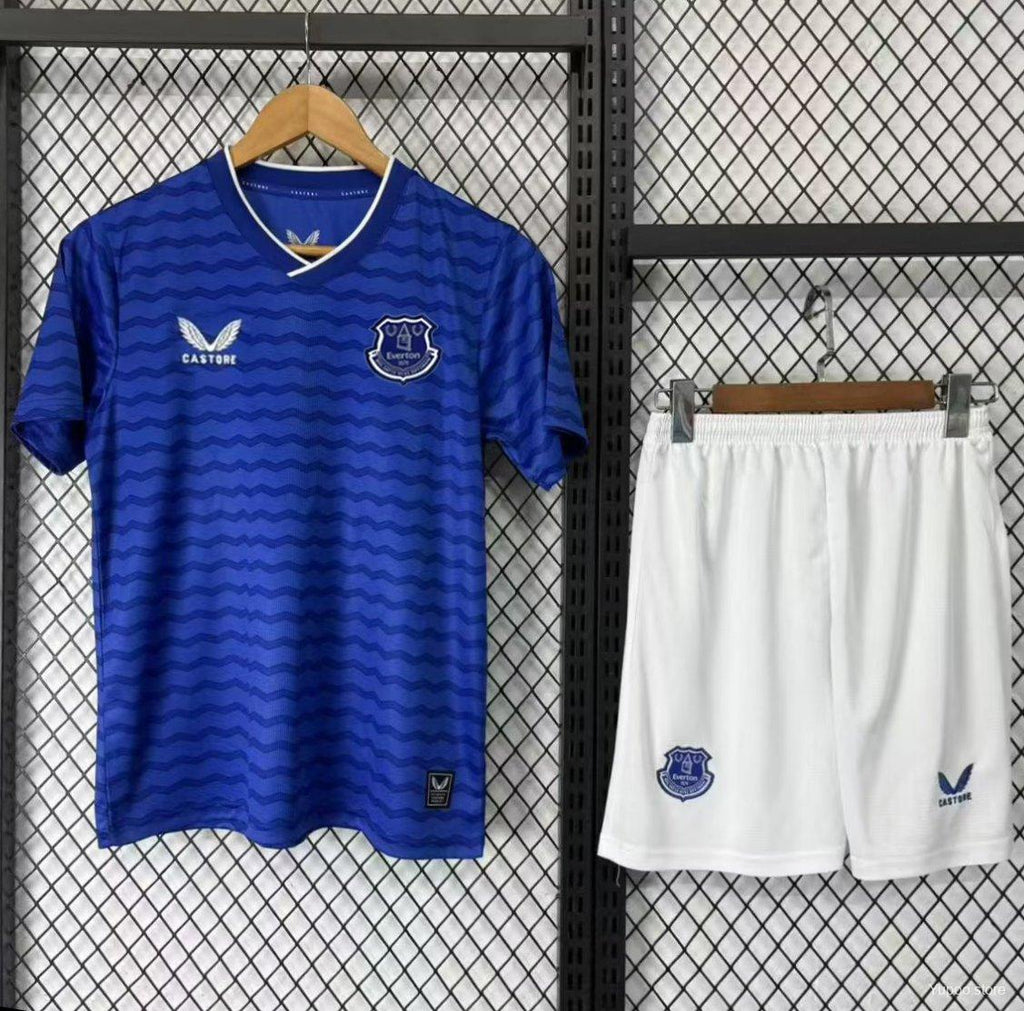 Everton Home Kit 25/26 Fan Version - Kids - Free Personalisation + Patches!