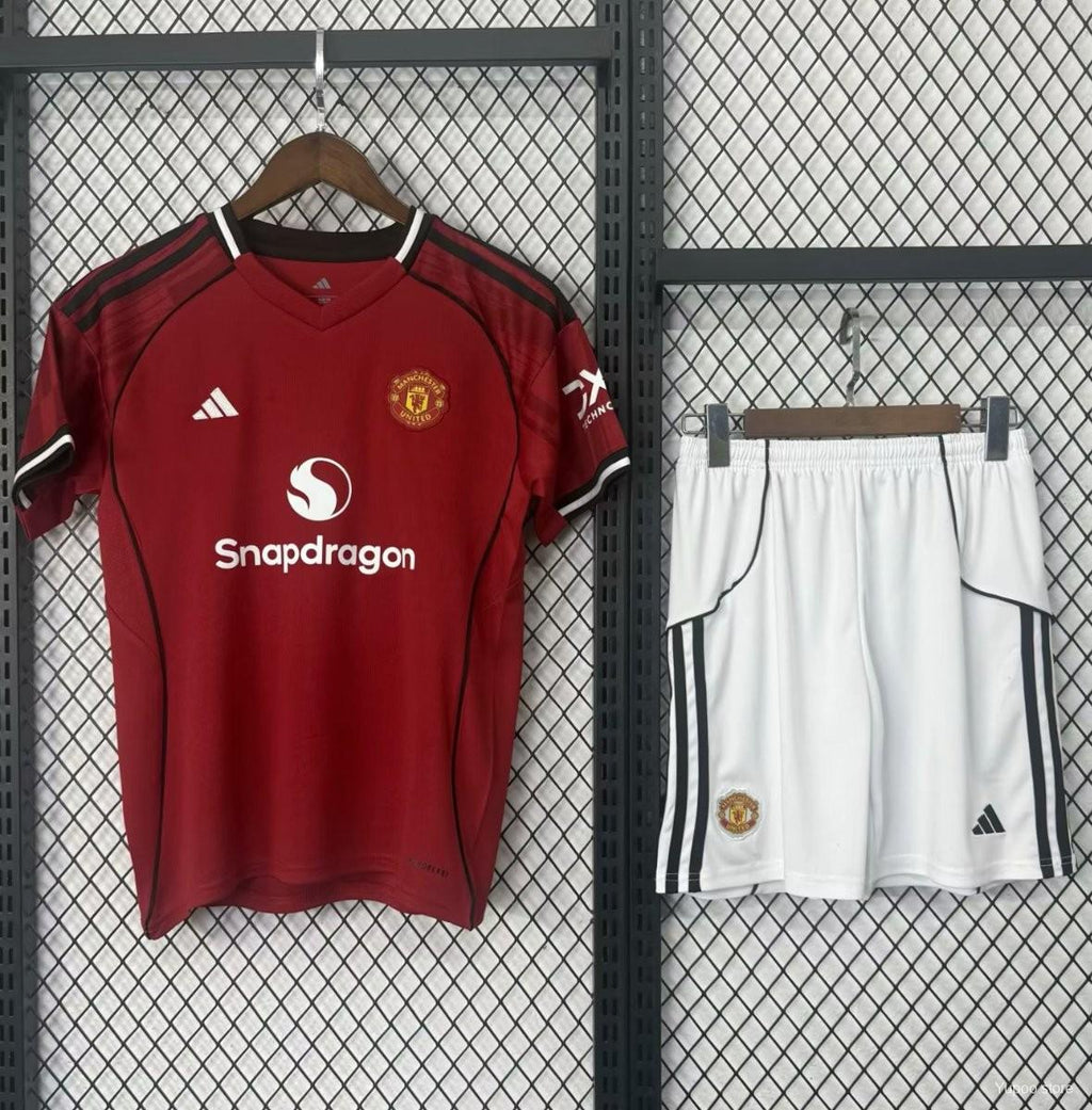 Manchester United Home Kit 25/26 Fan Edition - Kids - Free Personalisation + Patches!