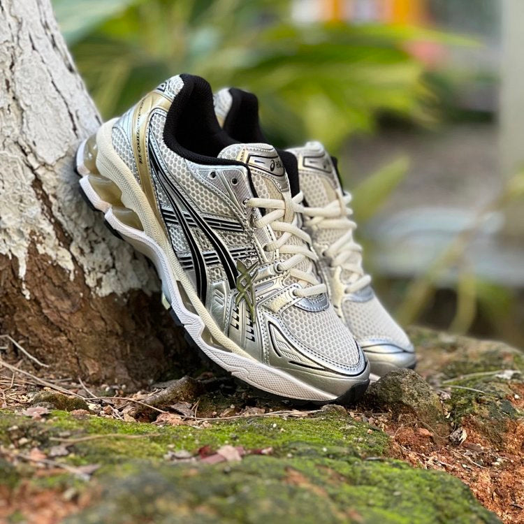 ASICS Gel Kayano 14 White Gold Brown Trainers Unisex