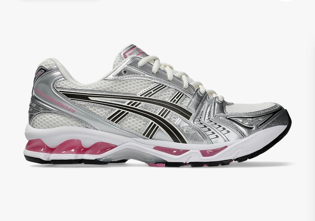 ASICS Gel Kayano 14 Silver White Pink Trainers Unisex